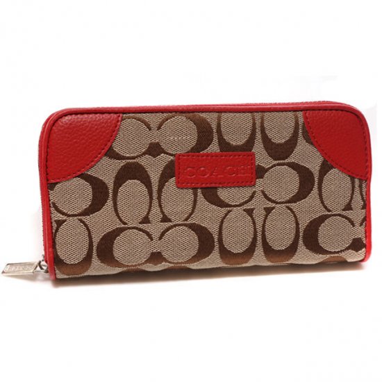 Coach Legacy Logo Signature Large Red Wallets CKI | Women